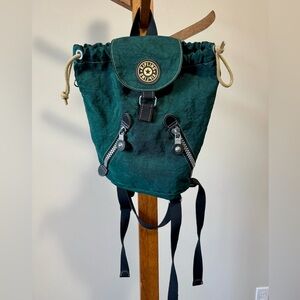 Vintage Kipling Private Transport Green Drawstring Backpack Bag Mint Condition!